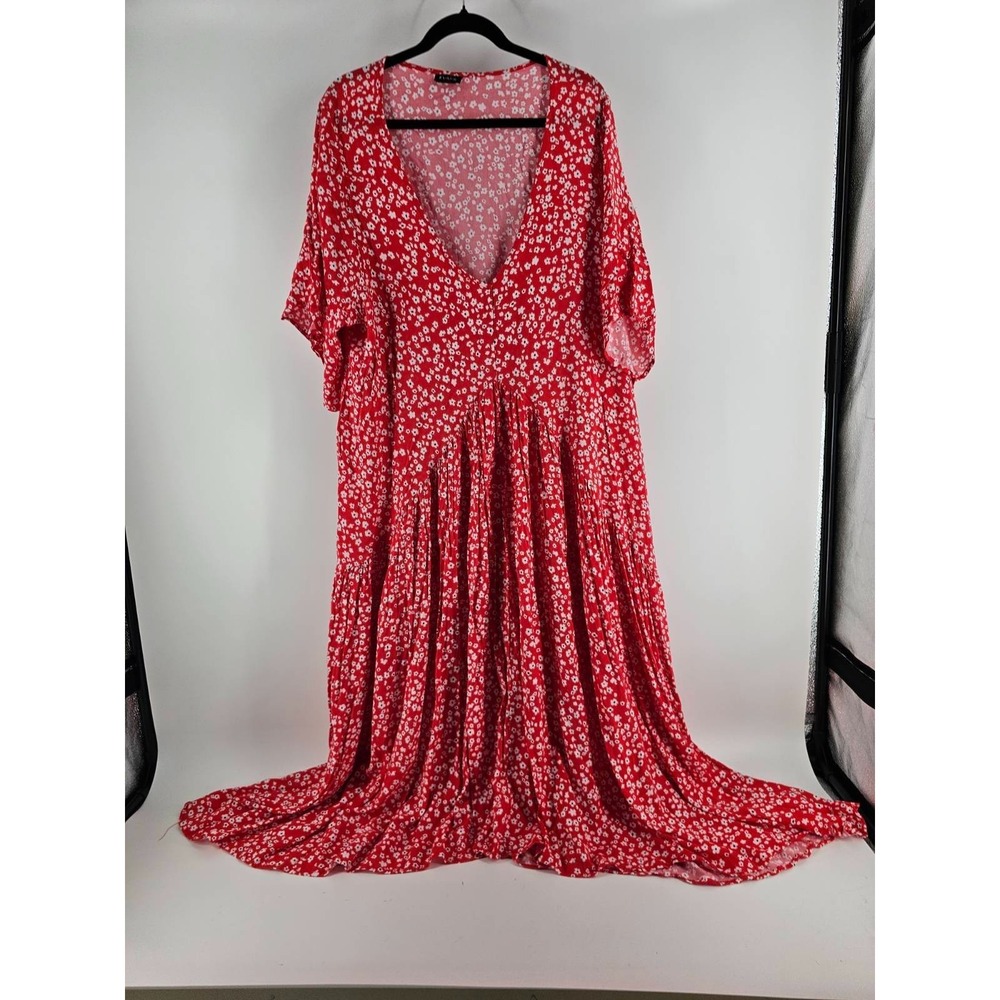 Evans Women Plus Size  26/ 28 V-Neck Short Sleeve Pretty Spring Summer Dress